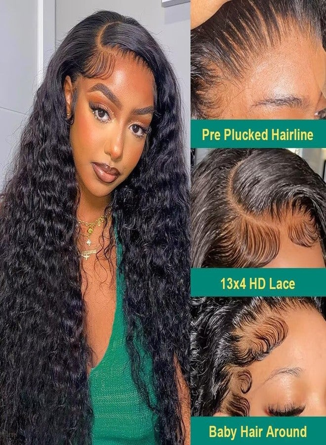 Sweetie 24 Inch Deep Wave Lace Front Wigs Human Hair 210% Density 13x4 HD Transparent Lace Frontal Wigs Deep Curly Human Hair Wig for Women 12A Deep Curly Wigs Human Hair Pre Plucked with Baby Hair - Image 2